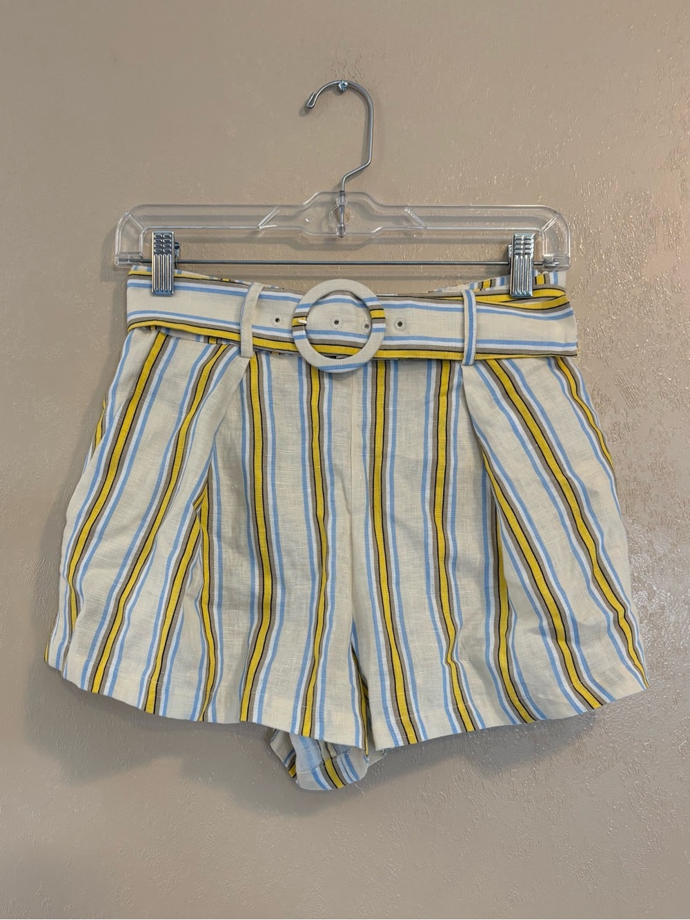 NWT Anthropologie Maeve Linen Striped Belted Shorts sz 2